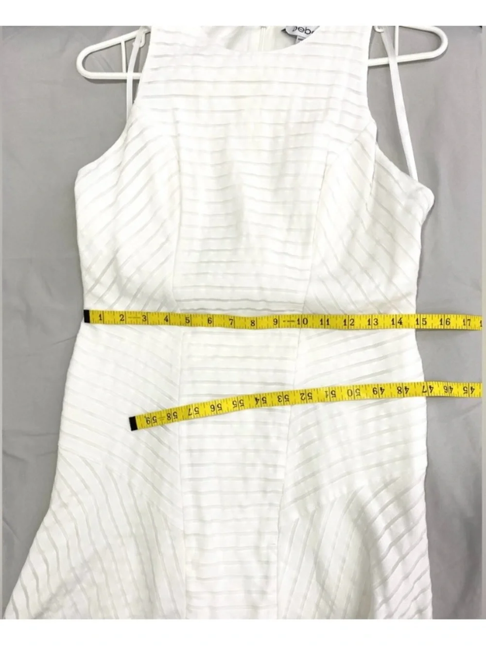 White Striped Fit and Flare Skater Dress - Picture 6 of 7